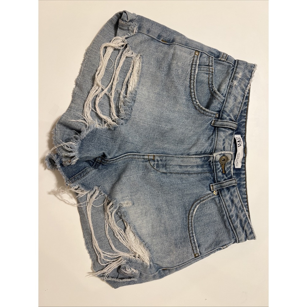Size 2 - ZARA Women's High Waist Ripped Denim Shorts